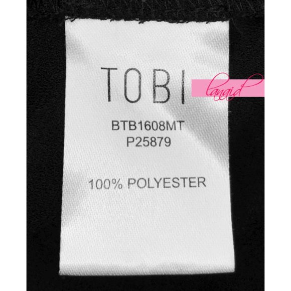 Tobi Open Back Black Chiffon V-Neck Flutter-Sleeve Blouse Top Backless Cut-Out S - Picture 6 of 7